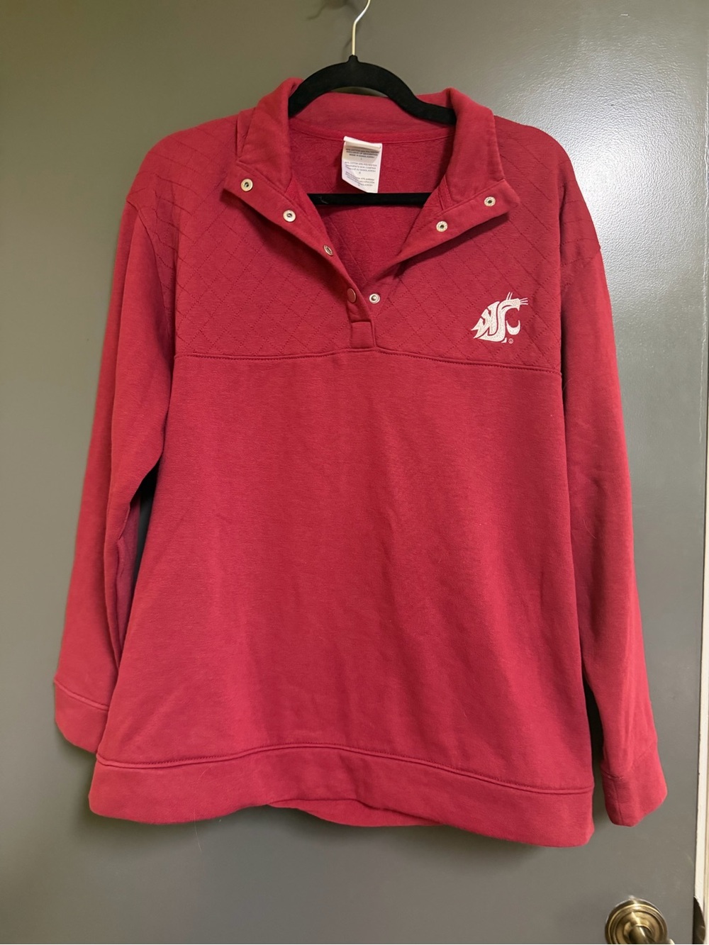 Champion Women's Red Snap-Front Pullover with WSU Cougar Logo